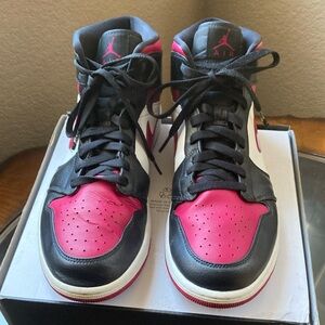 Nike Black and Pink High-Top Athletic Shoes